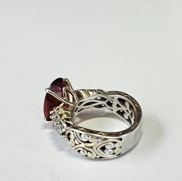 Retired Gems En Vogue 7.79ctw Andesine & White Zircon Cocktail 💍 Sz 6! 🔥 - Picture 7 of 9